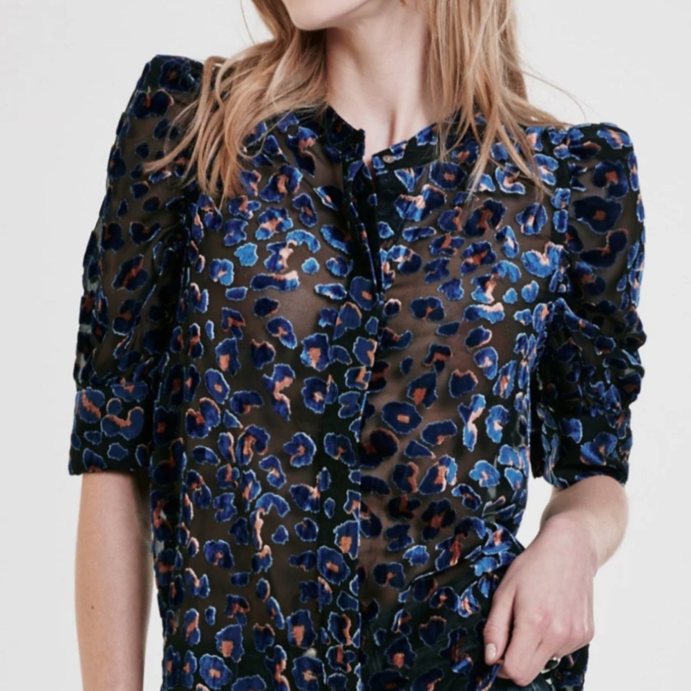 Dear John Rowan Novelty Puff Sleeve Mesh Shirt